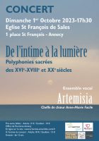 Concert "De l'intime à la lumière" de l'Ensemble vocal Artemisia d'Annecy