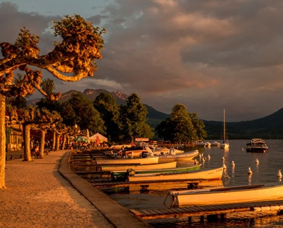 Coucher de soleil sur le port de Veyrier-du-Lac